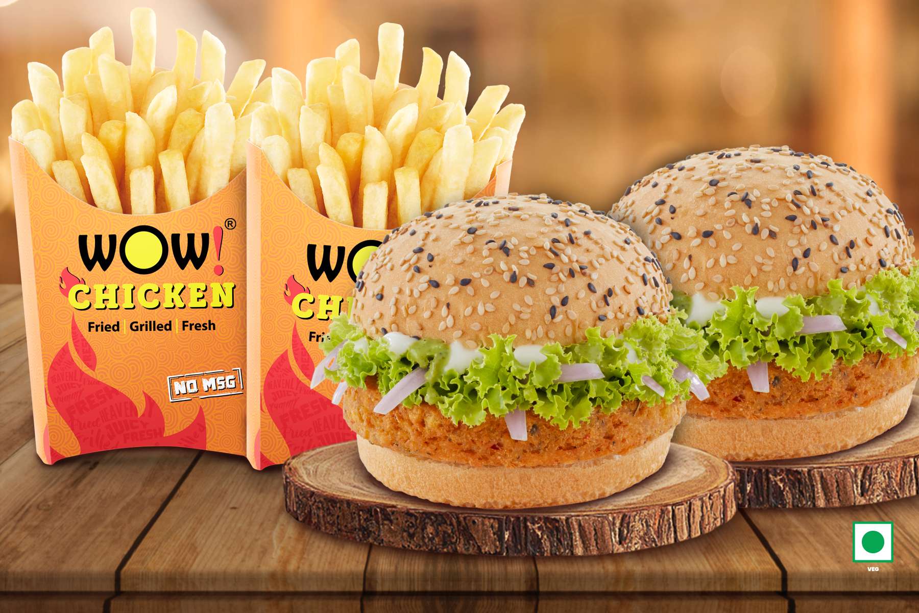 2pcs Aloo Tikki Burger + 2 Fries