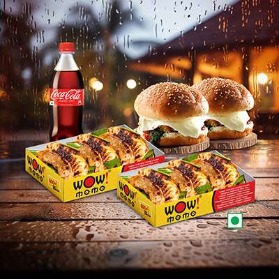 Veg Himalayan Chilli Momo 6Pc + Veg Moburg 2Pc +One 250ml Coke