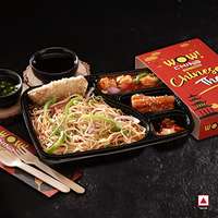 HAKKA NOODLES WITH HG CHICKEN & CHICKEN CHESSY ROLL & KIMCHI