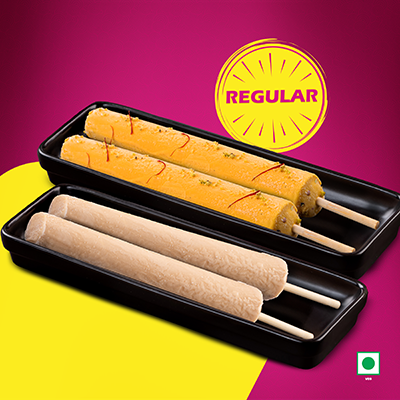 2 Pcs Stick Kulfi Kesar Pista + 2 Pcs Stick Kulfi Malai (Regular)