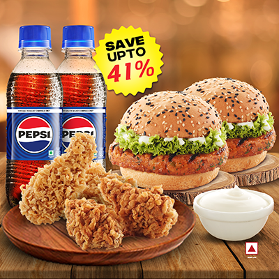 2Peri Peri Chk Grilled Burger+2Fried Chk+2Fried Wings+1Dip+2Pepsi250ML