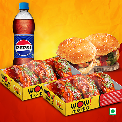 Veg PanFried Momo (Schezwan sauce)6Pc+Veg Moburg 2Pc +1 Pepsi 400ml