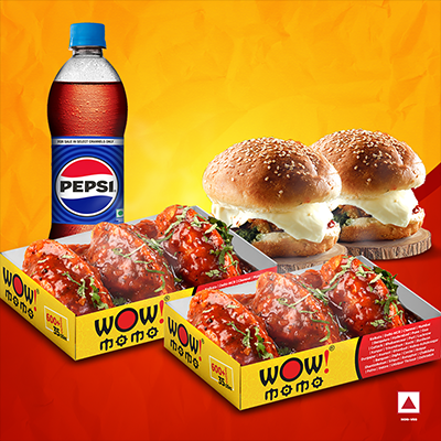 Chicken PanFried Momo(Schezwan sauce)6Pc+Chk Moburg 2Pc+1 Pepsi 400ml