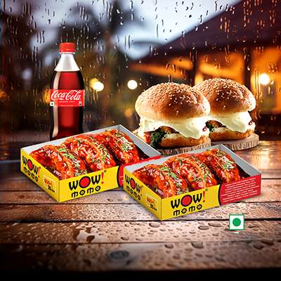 Veg PanFried Momo(Tomato Garlic)6Pc + Veg Moburg 2Pc+ One250ml Coke