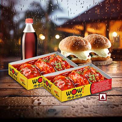 Chk PanFried Momo(Tomato Garlic)6P +Chk Moburg 2P+One250ml Soft Drinks