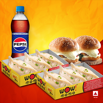 Chicken Himalayan Steam Momo 6Pc + Chicken Moburg 2Pc + 1 Pepsi 400ml