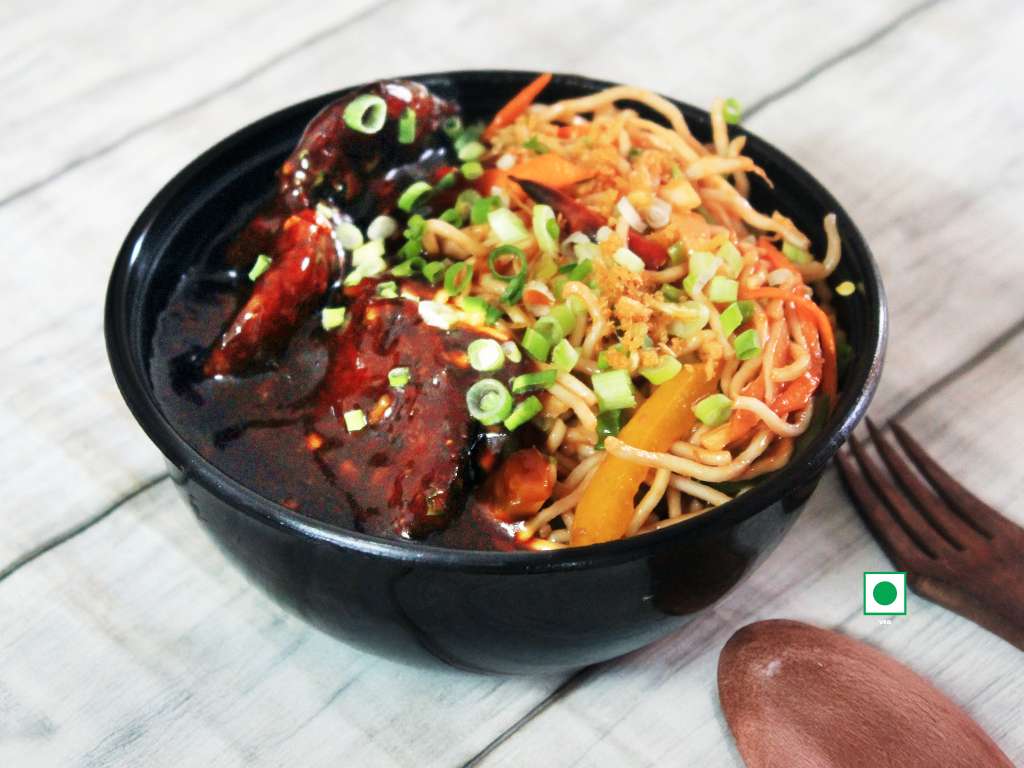 Chilli Garlic Noodles With Veg Manchurian