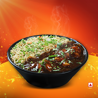 Veg Fried Rice With Chicken Manchurian