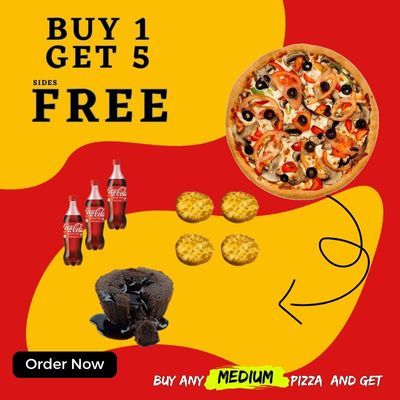 Any Medium Pizza (Veg) + 5 Sides