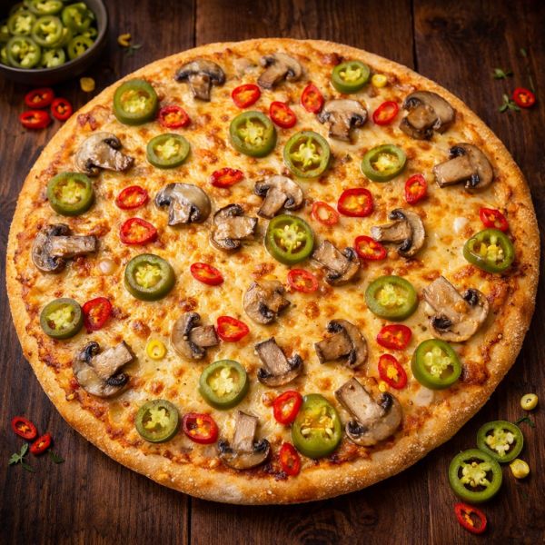 Cheesy Mushroom Peprika Pizza