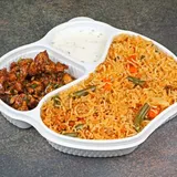 Veg biryani, Gobi Manchurian, Raita combo