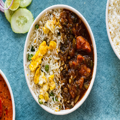 Egg Fried Rice With Chicken Manchurian Rice Bowl