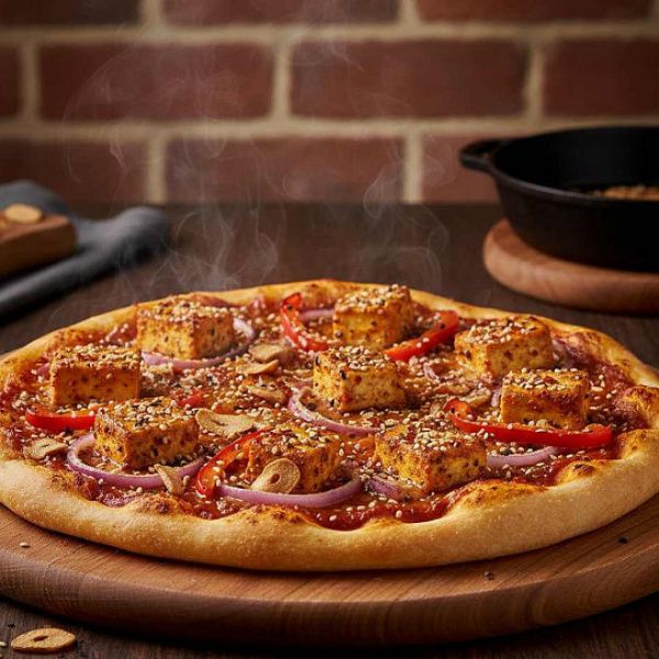 Korean Spicy Paneer Pizza.