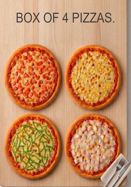 Box Of 4 Pizzas (Single Toppings)