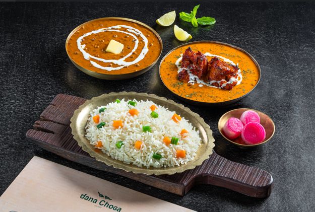 Dal Makhani + Butter Chicken Boneless Rice Thali