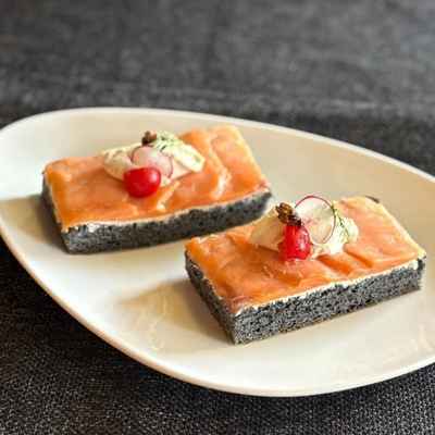 Smoked Salmon On Charcoal Toast