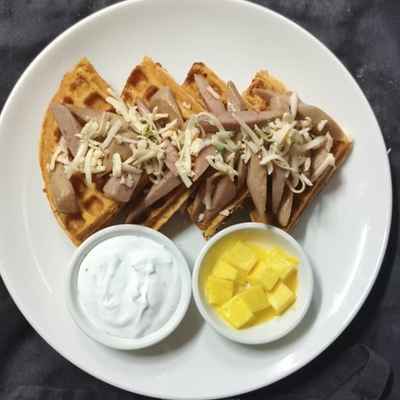 Savory Waffle With Chicken And Cheese