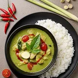 Green Thai Curry With Steam Rice