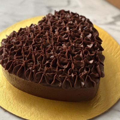 Eggless Heart Shape Choc Loaf Cake