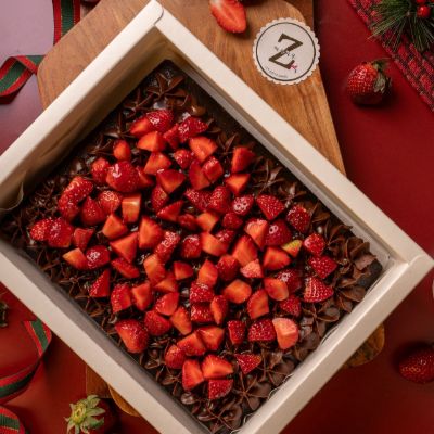 Chocolate Sheet Cake With Strawberries