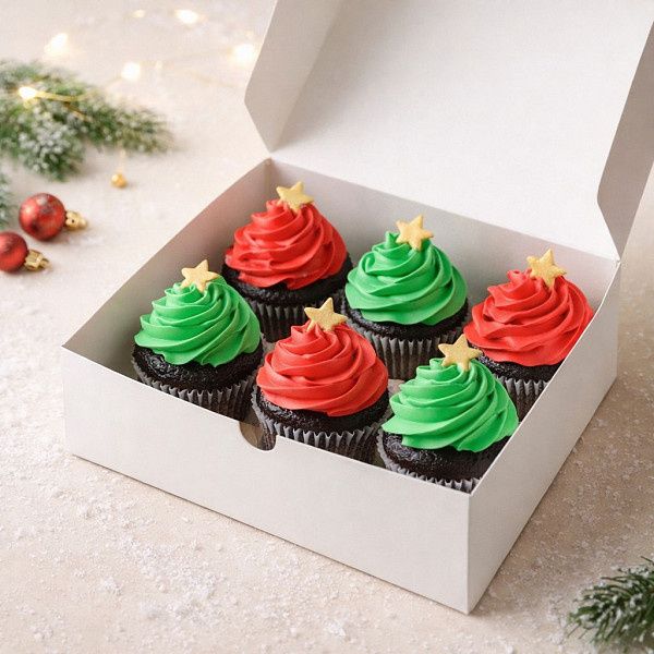 Christmas Tree Cupcakes [Pack Of 6]