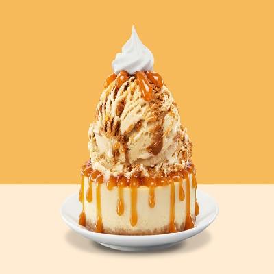 Lotus Biscoff Ice Cream with Butterscotch Sauce Cheesecake Sundae