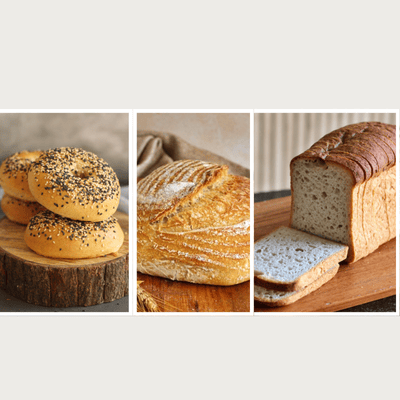 Whole wheat Sourdough Plain  (200 gm) + Whole Wheat Bread (275 gm) +Whole wheat Bagels (2 Pieces)