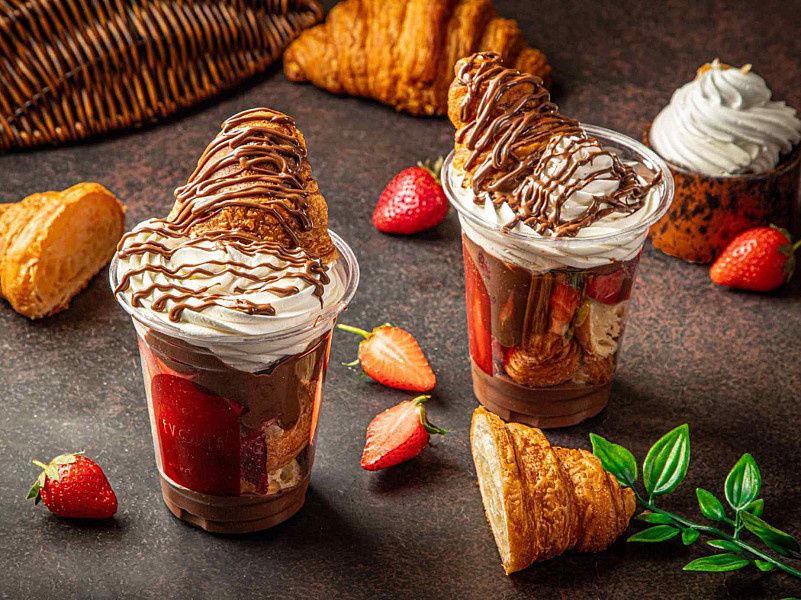 Croissant Strawberry Glass Dessert