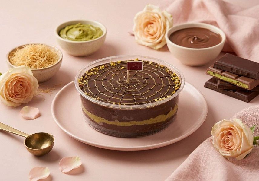 Dubai Kunafa Chocolate Cake