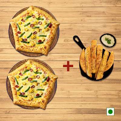 Garden Special (R ) (Double Burst) + Lapinoz Paneer( R ) ( Double Burst) + Free Garlic Bread Sticks 