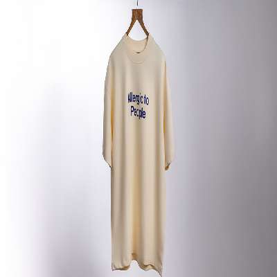 Oversized Tee-Allergic to People-Beige-M