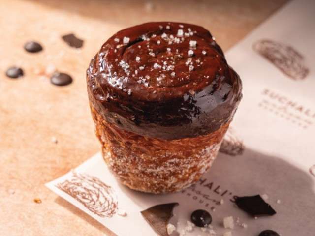 Dark Chocolate Sea Salt Cruffin