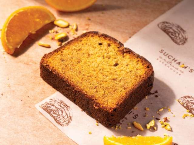 Pistachio Orange Marmalade Cake Slice