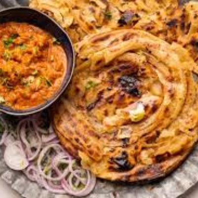 Two  tawa Paratha with chana masala