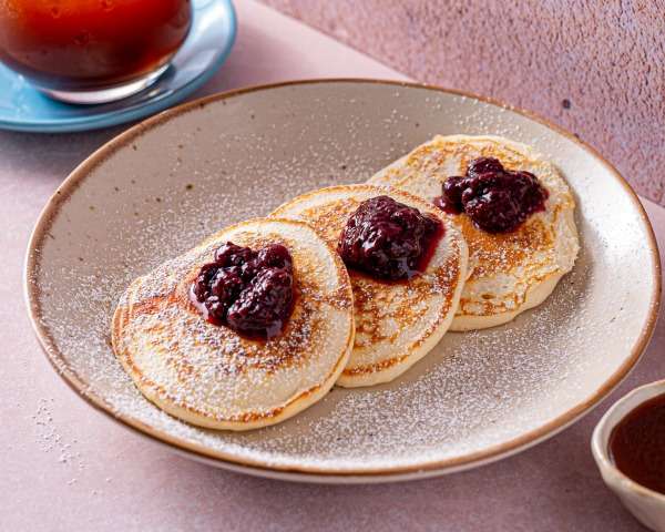 Chia Seed and Mix Berry Jam Pancakes