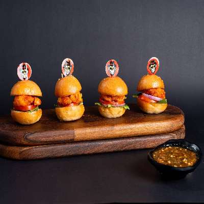 Fried Butter Garlic Prawn Dip Burger
