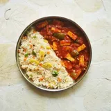 FRIED RICE WITH CHILLI PANEER GRAVY
