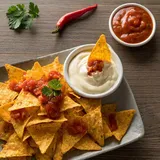 Nachos With Salsa & Cheese Sauce