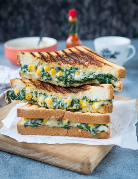 Spinach Cheese Corn Sandwich