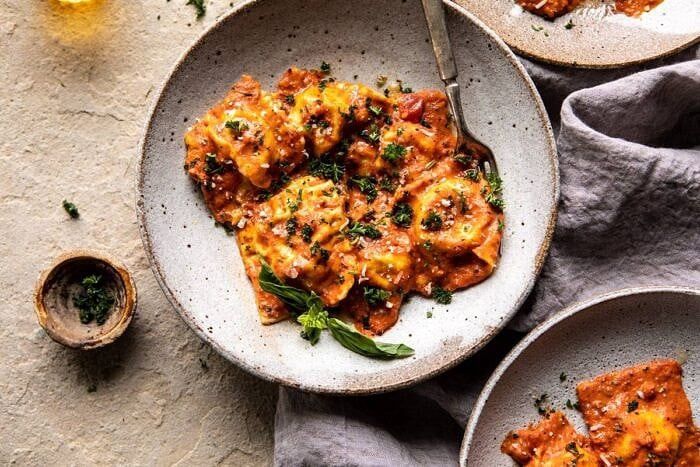 Roast Pumpkin Ravioli In Butter Chili Sauce