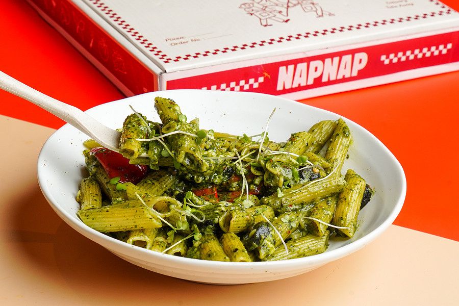 Penne Pasta In Chunky Basil Pesto