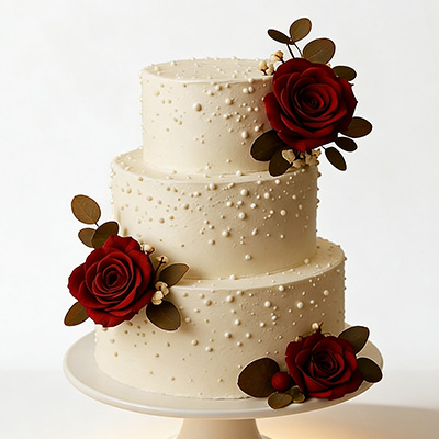 Classic Red Rose Wedding Cake