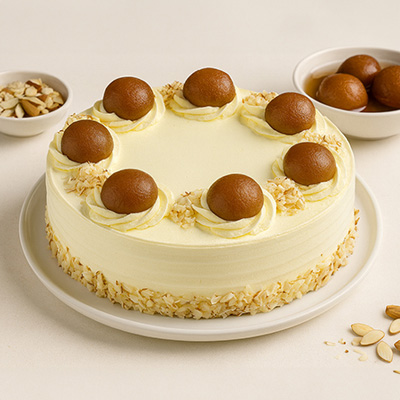 Eggless Royal Gulab Jamun Cake