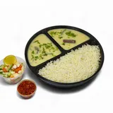 Gujarati Kadhi- Basmati Rice, Kachumber, Veg Athanu