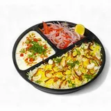 Veg Dum Biriyani Served With Raita, Onion