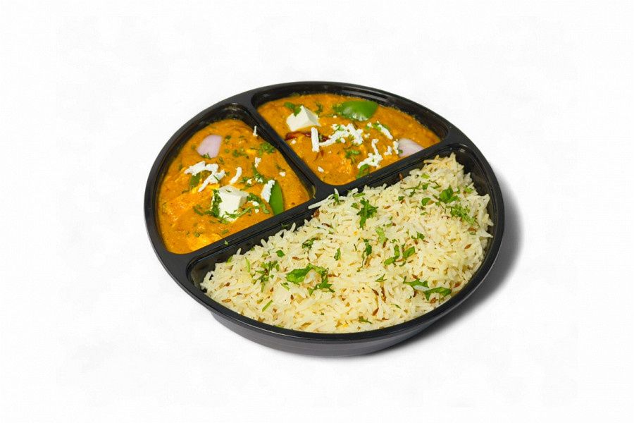Veg Kadhai With Jeera / Steam Rice( Any One) Onion Salad, Achar