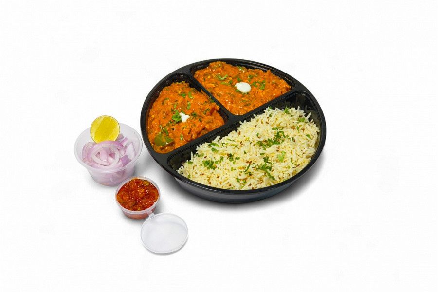 Veg Makhanwala With Jeera / Steam Rice( Any One) Onion Salad, Achar