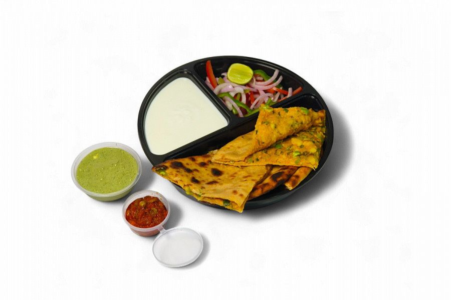 Tandoori Whole Wheat Flour Aloo Onion Paratha With Curd