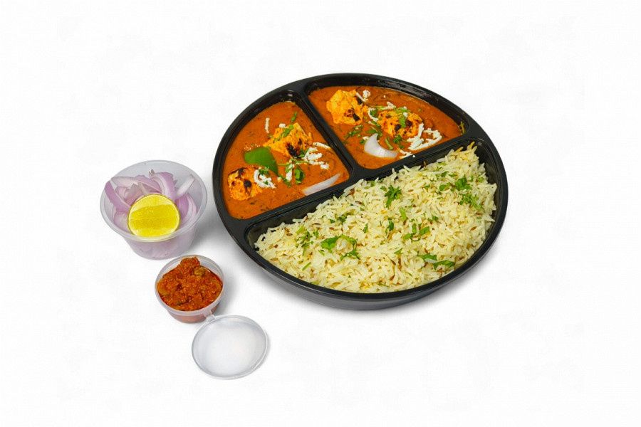 Paneer Tika Masala- (Jeera/steam Rice) Any One, Salad, Achar