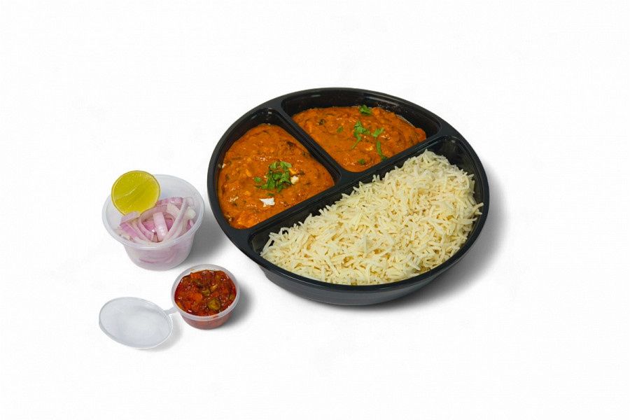 Paneer Butter Masala- (Jeera/steam Rice)any One, Salad, Achar